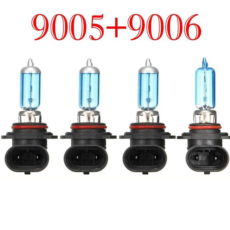 흰색 전구 교체 차량 4Pcs 세트 자동차 HB3 헤드 라이트 100W 할로겐 5000K 크세논 HB4 9005 최신 실용