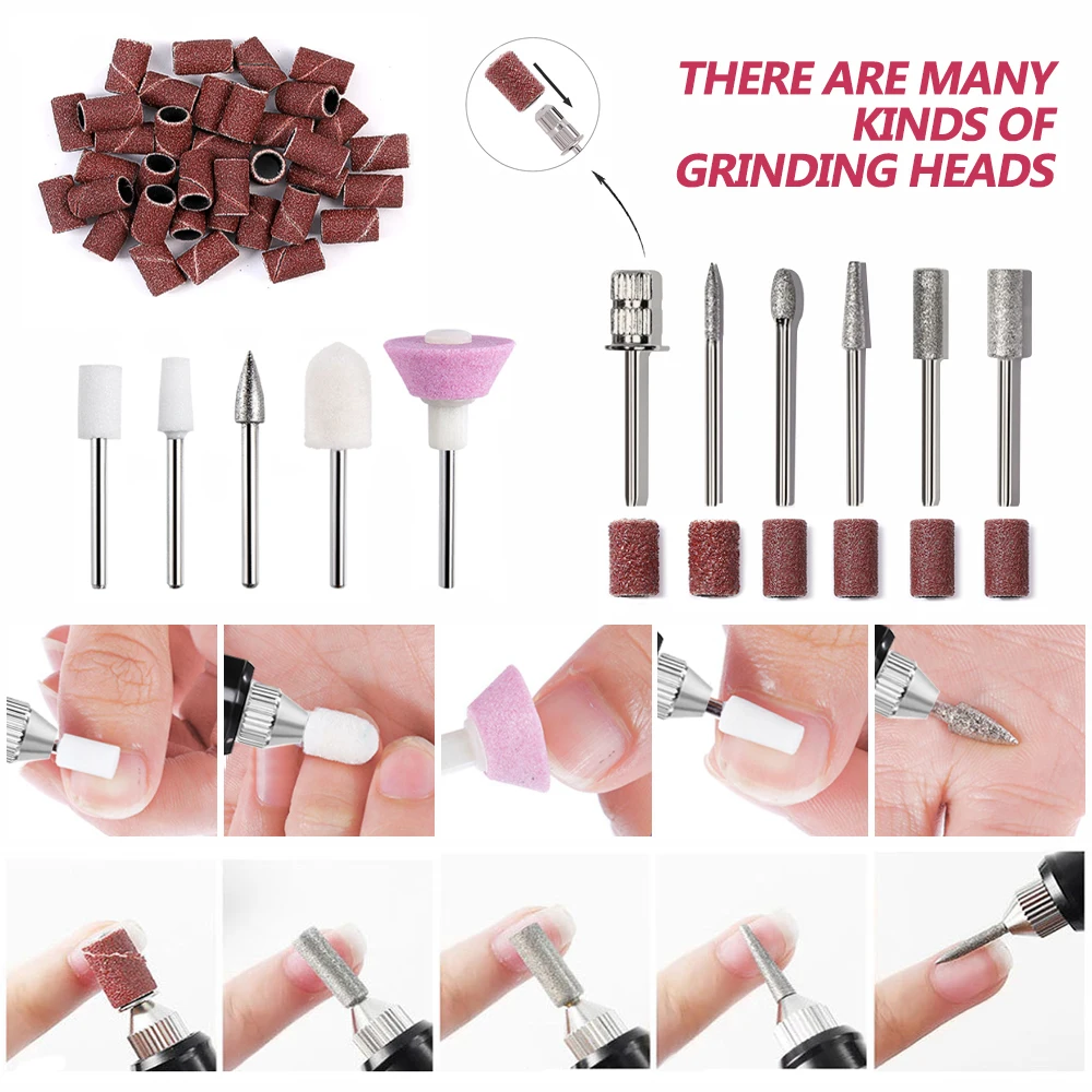 LINMANDA Electric Nail Drill Machine Set Manicure Drill Set Milling Cutters Nail File Equipment Strong Nail Polishing Tool 5