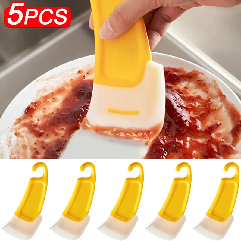 

5/1Pcs Kitchen Scraper Oil Stain Cleaning Silicone Spatula Cake Baking Pastry Gadgets Dirty Pan Pot Dishes Cleaner Tools Scraper