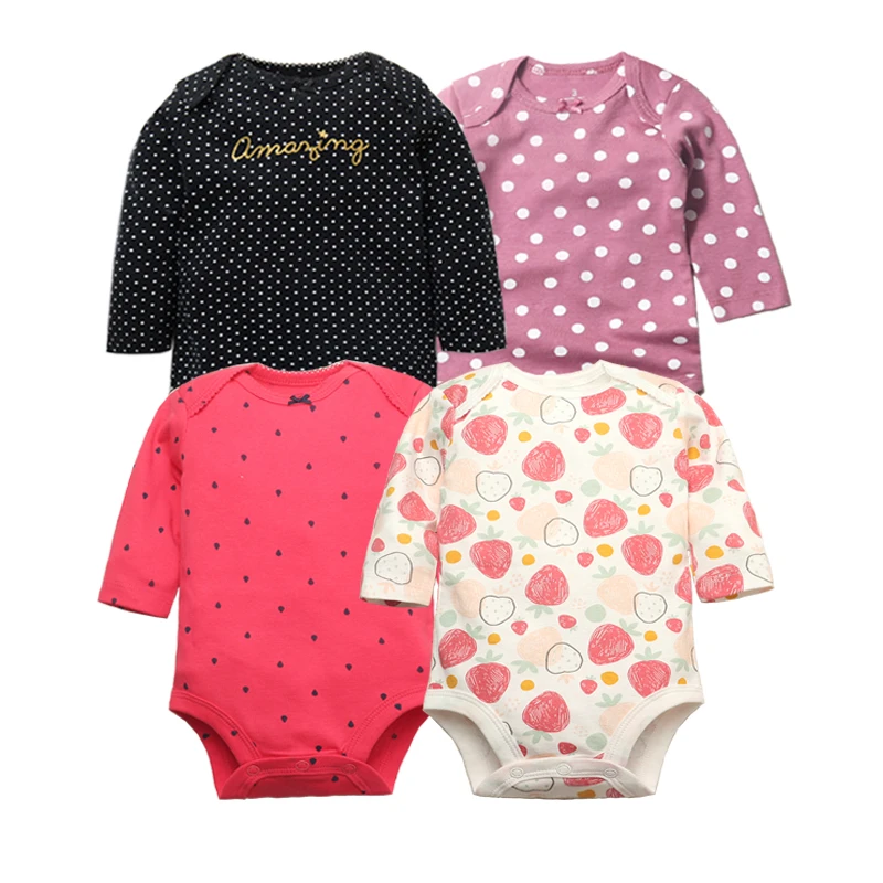 4 PCS/Lot Spring Autumn Baby Rompers 100% Cotton Newborn Baby Clothes For 0-2Y Girls Boys Long Sleeve Jumpsuit Baby Clothing Set cute baby bodysuits