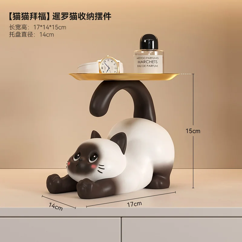 سطح المكتب زخرفة الإبداعية ضوء الفاخرة سيامي القط مفتاح تخزين مدخل خزانة خذاء الديكور غرفة المعيشة هدية المنزل الجديد