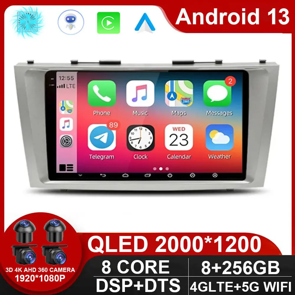 

9" 4G Carplay Android 13 Car Radio Multimedia Video Player For Toyota Camry 7 XV 40 50 2006-2011 Navigation GPS Head Unit NO DVD