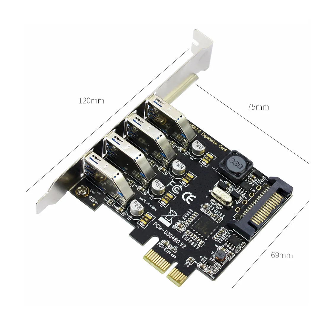 

Настольная Плата расширения PCI-E к USB 3,0, 4-портовая высокоскоростная задняя карта-адаптер USB 3,0 NEC без блока питания