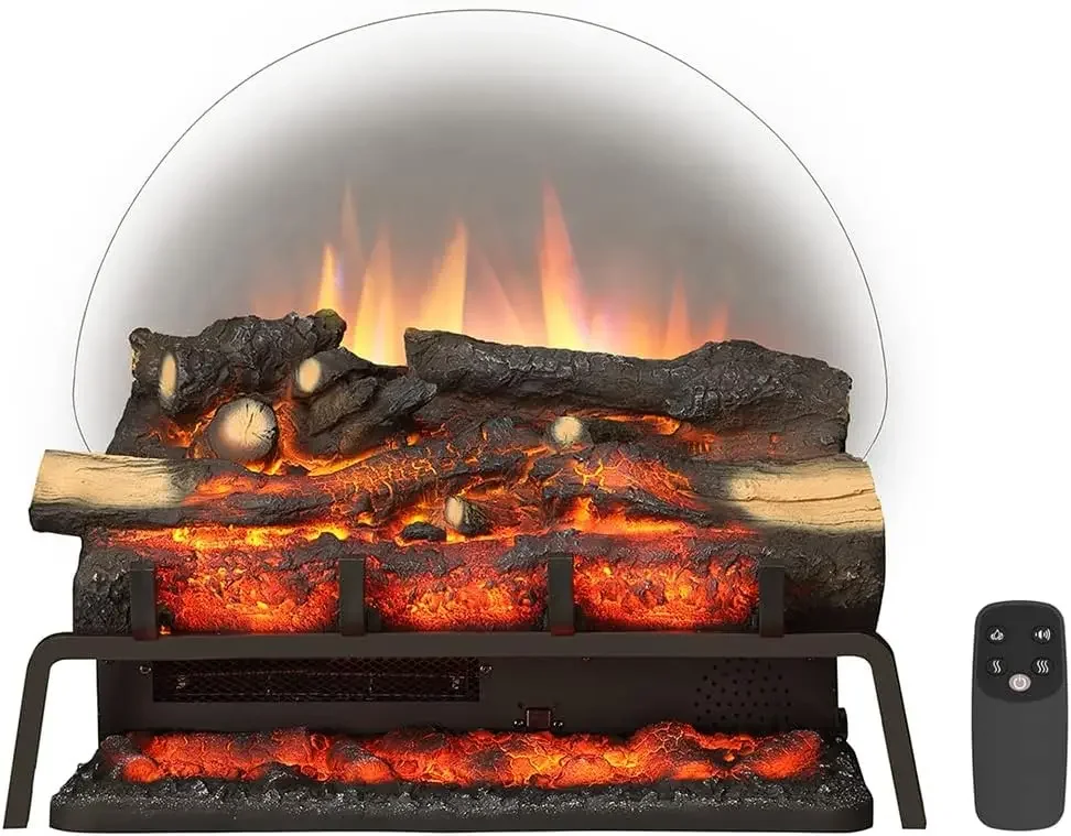 23" W Free Standing Electric Fireplace Log Set , Fireplace Insert, Heater 750W/1500W, Crackling Sound, Remote Control 3