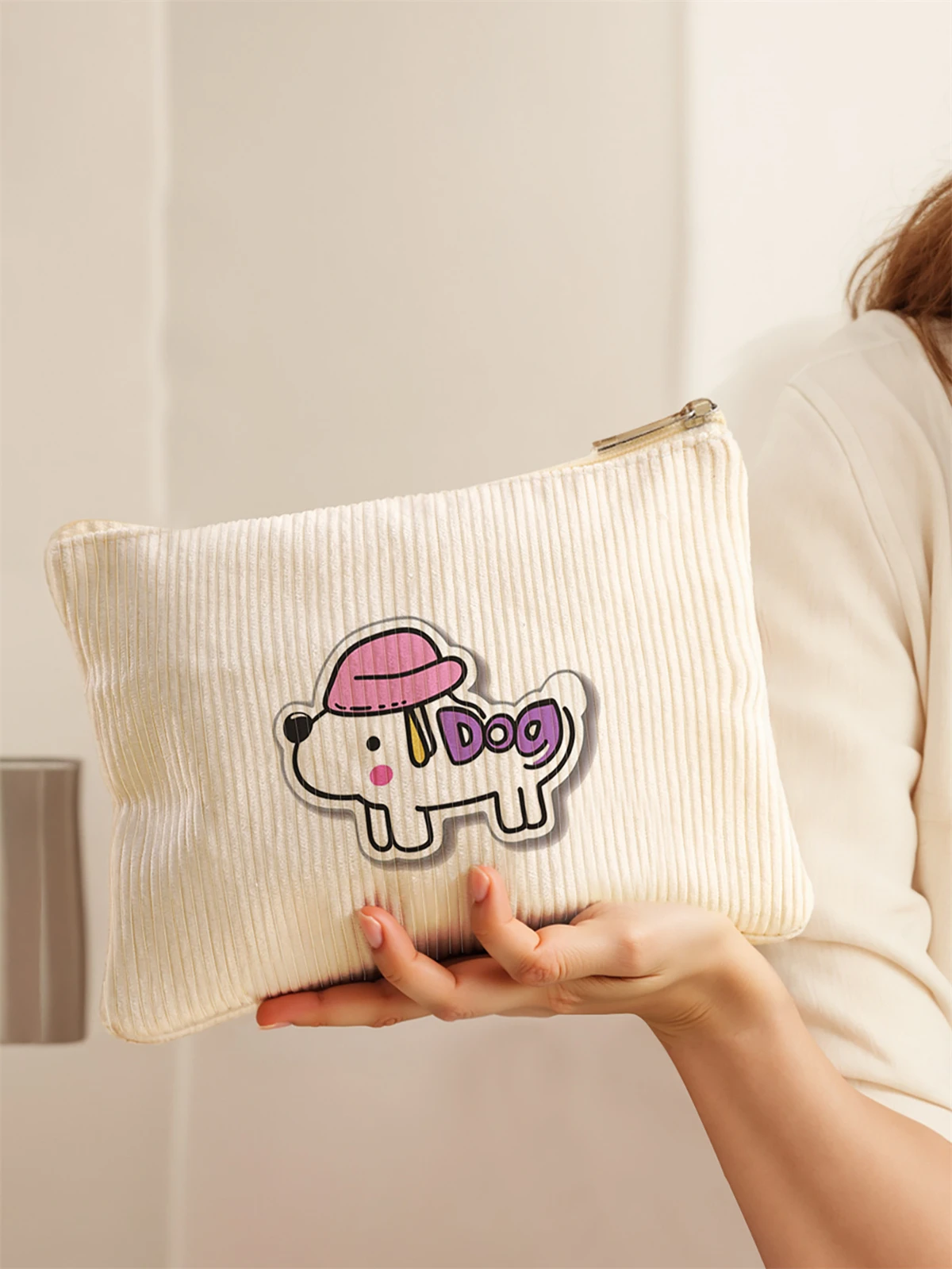 Corduroy Travel Cosmetic Bag Portable Makeup Storage Bag Purses Women Large Capacity Zipper Make Up Organizer Storage Clutch