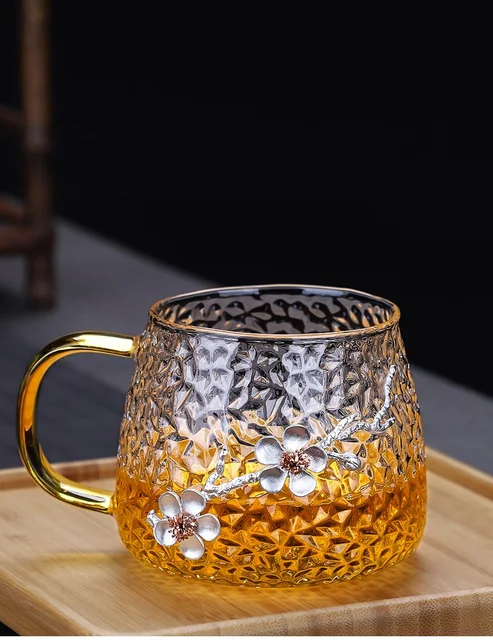 Clear Glass Mug  Glass Tea Cups - 1 420ml 14oz Clear Tea Cups Heat  Resistant Pattern - Aliexpress