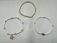 Chaîne de cheville en perles de Millet, Style bohème, coquille d'étoile de mer, ensemble de trois couches, accessoire de bijoux de pied élégant et de plage, été 4