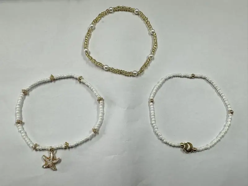 Bohemian Style Starfish Shell Millet Bead Ankle Chain