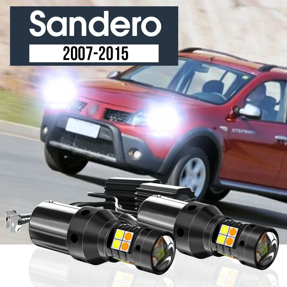

2x LED Dual Mode Turn Signal+Daytime Running Light Blub DRL Canbus Accessories For Renault Sandero 1 2 2007-2015 2009 2010 2011