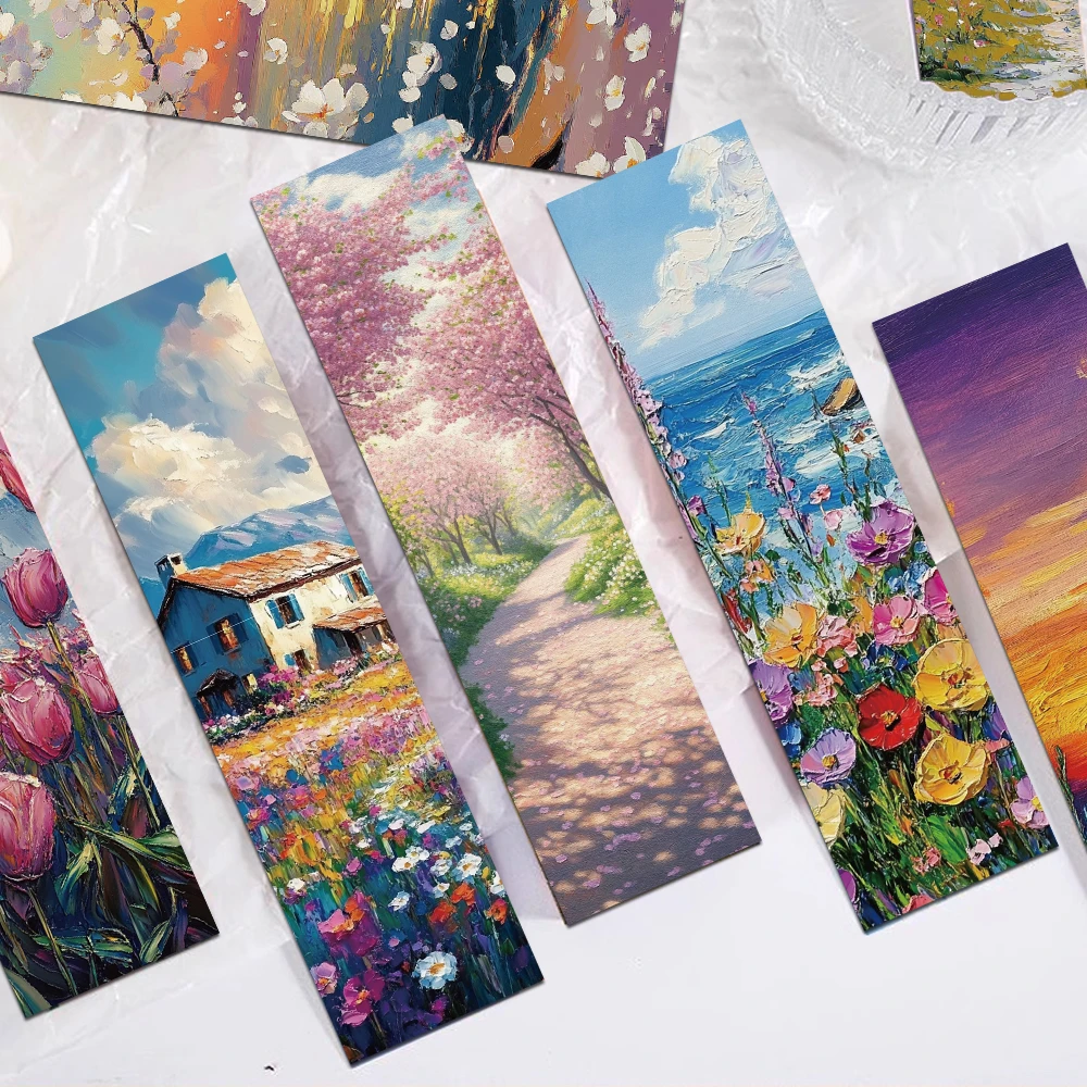 30pcs Romantic Oil Painting Bookmarks For Reading DIY School Stationary