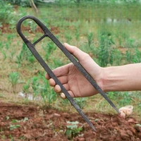 Agricultural Tools Two-Tooth Hoe Planting Vegetables Household Manganese Steel Digging Loose Soil Turning Ground Hoe Rake 1