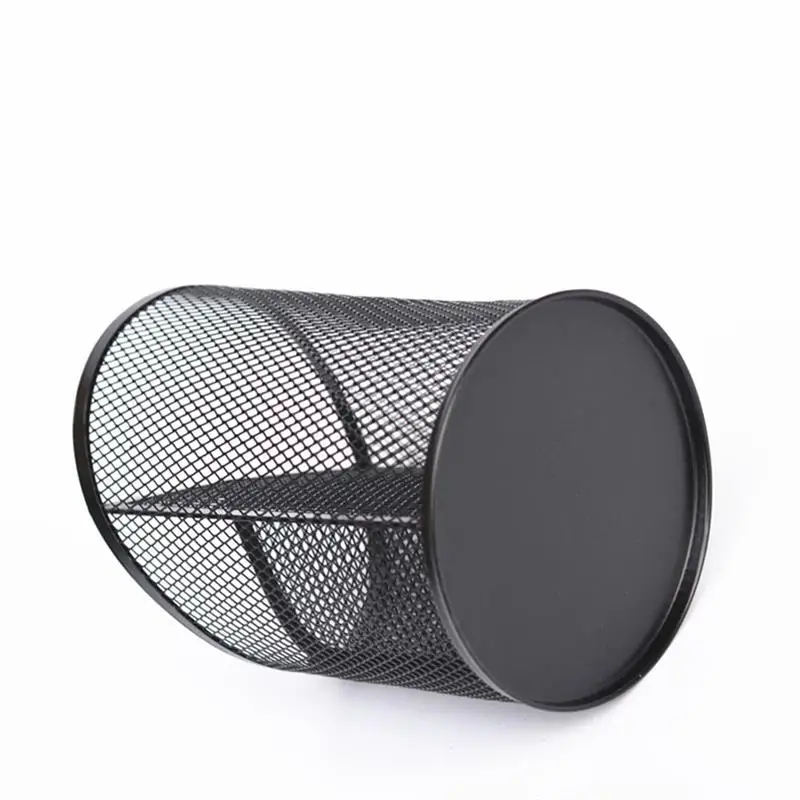 Bevel Pencil Holder Office Desk Metal Mesh Square Pen Pot Cup Case Container Organiser Durable Pencil Case Black Silver pen holder desk organizer pen and brush holder