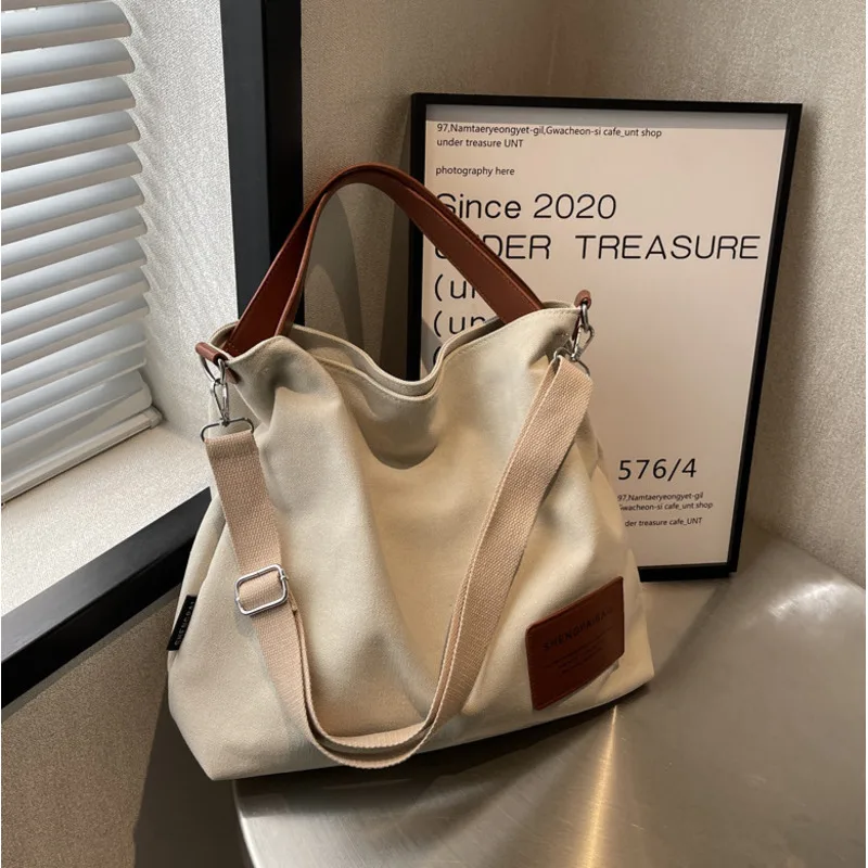 

Large Capacity Niche Design Canvas Bag Women's Popular Convenient Handbag Adjustable Shoulder Strap Commuter Slant Cross Bag