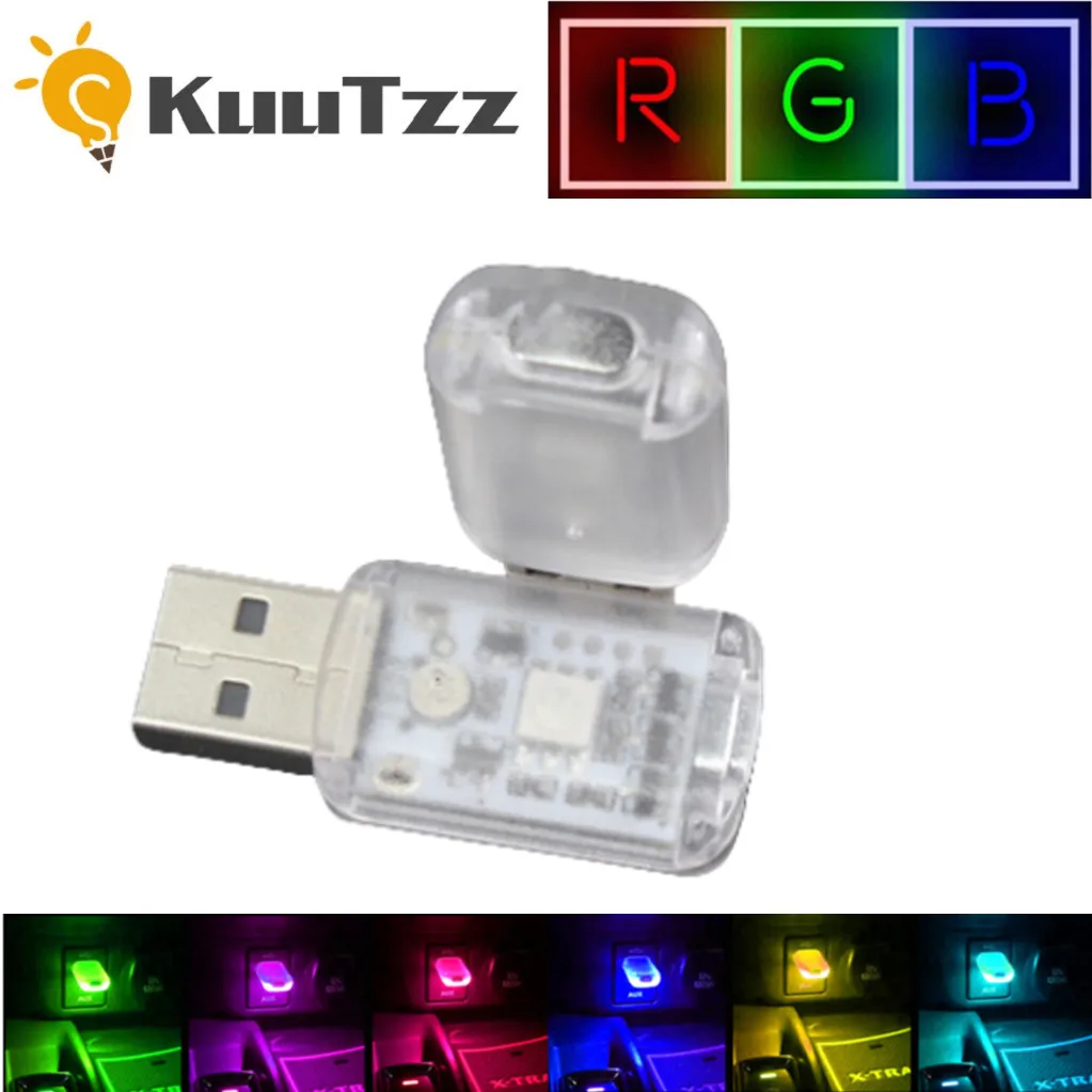 

USB LED Night Light Auto Interior Atmosphere Light Decorative Lamp change with the rhythm of the sound PC Auto Colorful Light