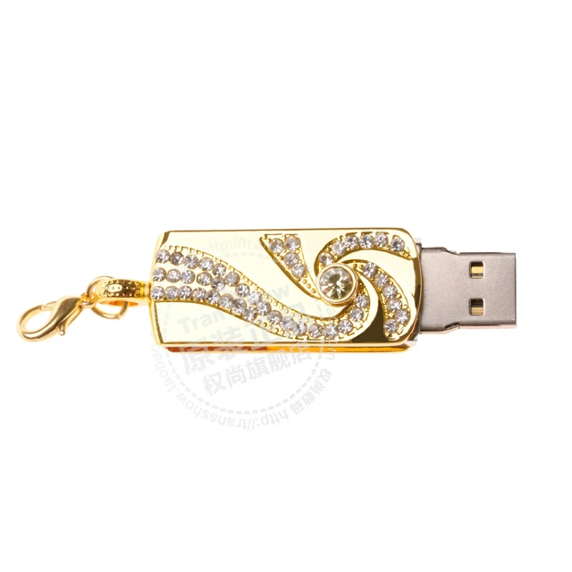 Metal Crystal Gold Stainless Steel Key Chain Fashion PenDrive USB Flash Drive 8GB 16GB 32GB 64GB Pen Drive Memory Stick Gift usb flash drive flash drive