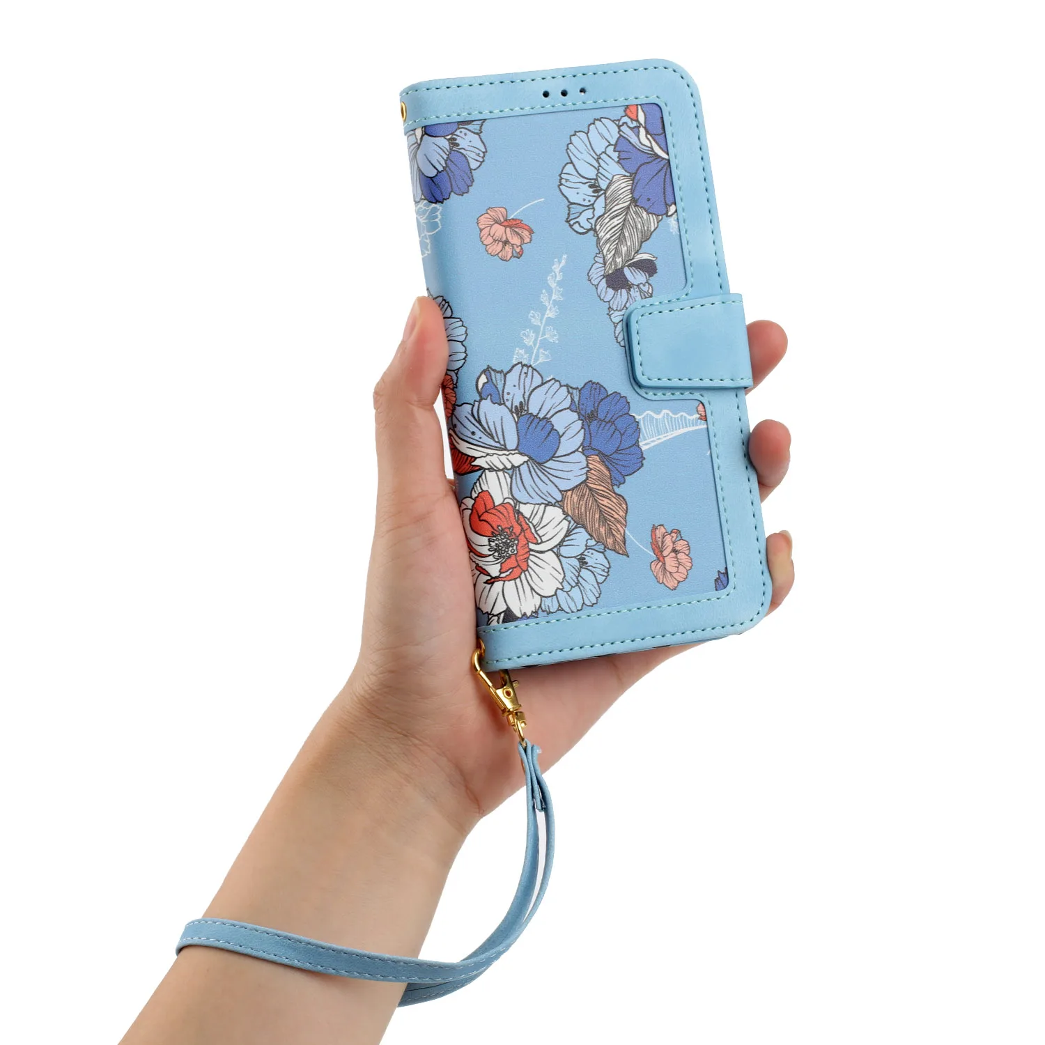 Floral Flip Cover Phone Wallet Case - Elegant Book-Style Design