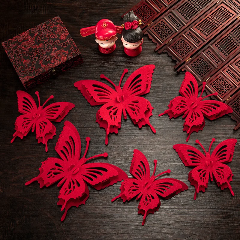 

Трехмерная бабочка, свадебное украшение для комнаты, свадебная спальня, гостиная, счастливое слово, дверь, отправлено красным свадебным бантом