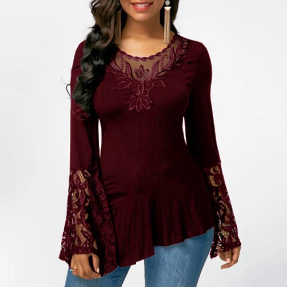 Women's Plus Size Pullover - Flared Sleeve Tunic Top