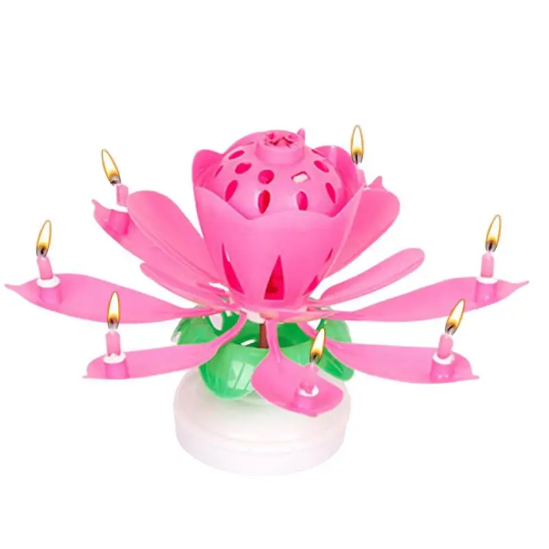 LotusCandleCreativeRotatingBirthdayCandleElectricBirthdayCakeCandlesFlowerCandle