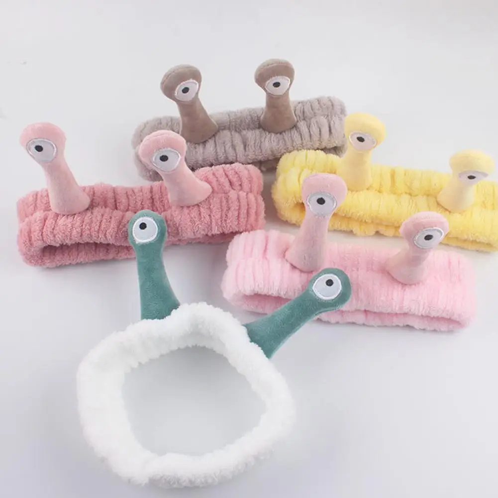 New Creative Cartoon Big Eye Snail Coral Fleece Wash Face Bow Elastic Soft Hairbands For Women Girls B3C3 industrial air wash basin creative bar personalized oil drum column platform integrated column washbasin