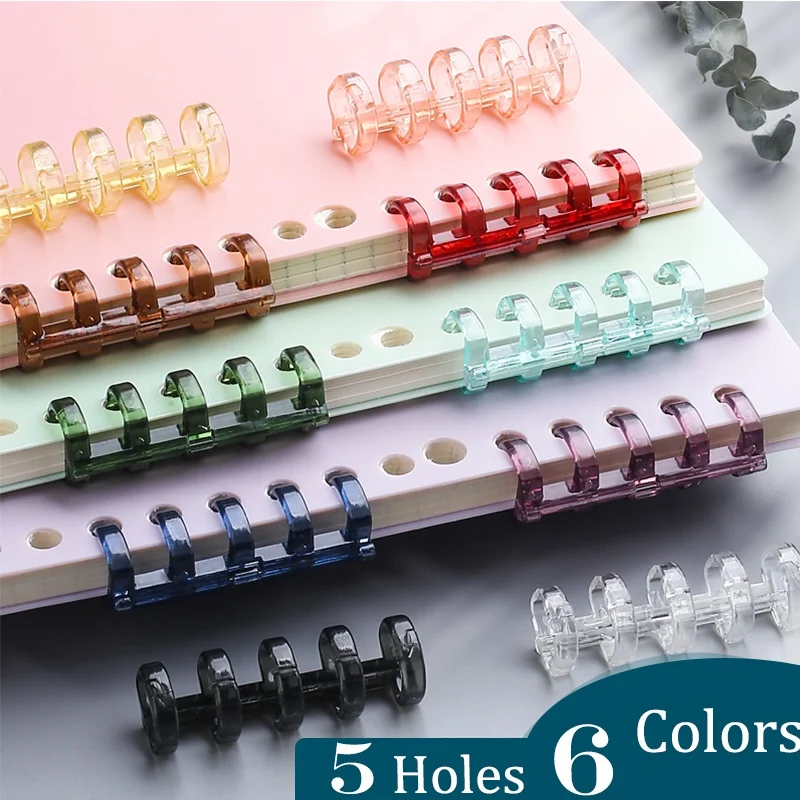 Plastic Binding Rings 10pcs Loose Leaf 5 Holes Plastic Ring A5/B5 Binder Notebooks Stationery