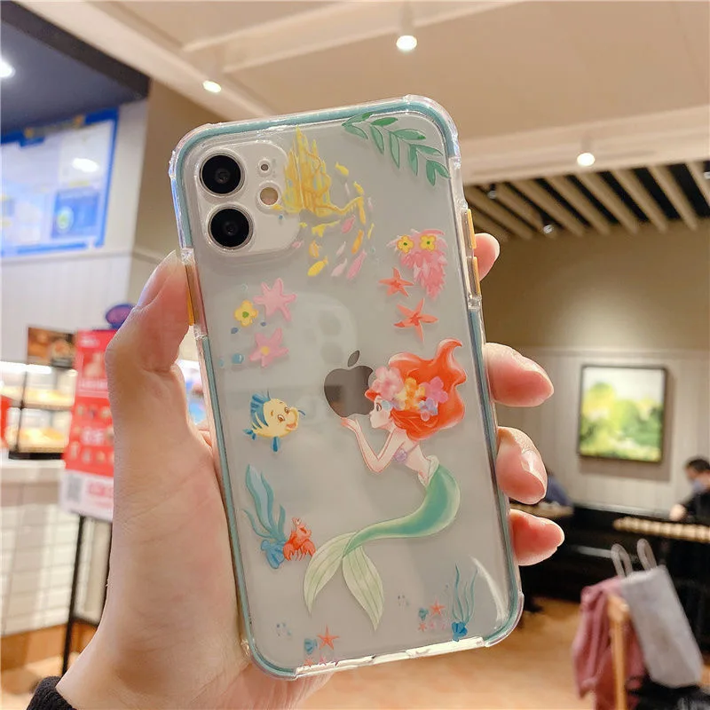 apple 13 pro max case Disney Ariel Alice Princess Phone Case For iPhone 13 12 11 Pro Max XR XS MAX X 7 8 Plus SE 2020 anti-fall transparent soft shell best case for iphone 13 pro max