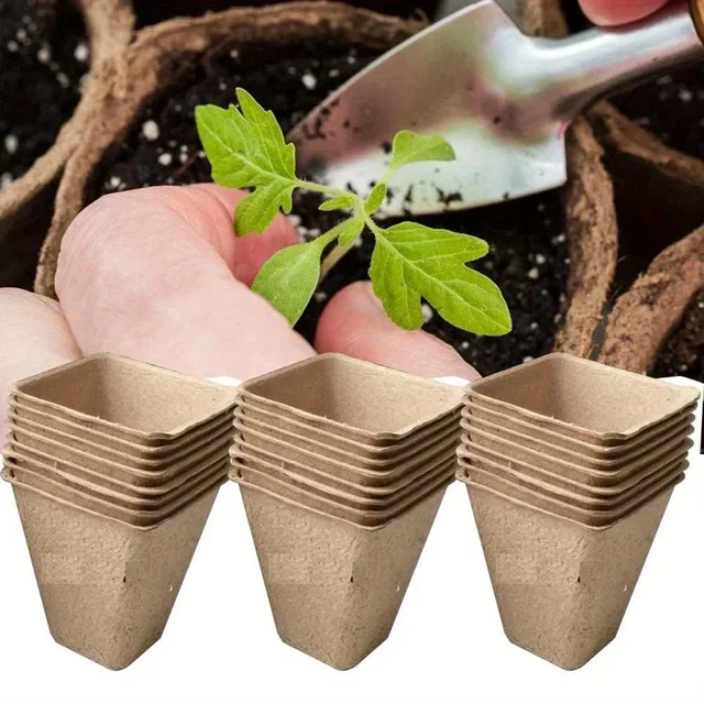 50Pcs Plant Pots Nursery Cups Garden Tray Biodegradable Paper Pulp Peat Pots 6/8cm Plant Grow Bags For Home Garden Accessories 3