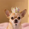 Pet Crown Headband Round Royal King Queen Crown Costume Hat for Cats & Small Dogs Birthday Party Festival Dress Up Photo Props 3