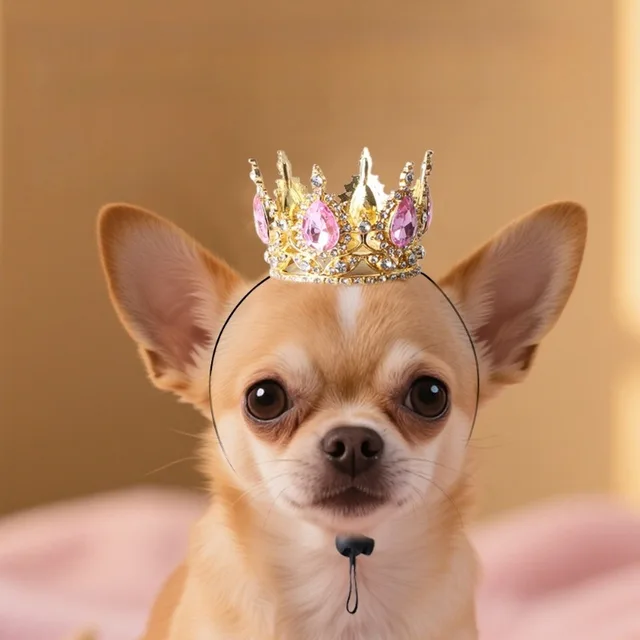 Pet Crown Headband Round Royal King Queen Crown Costume Hat for Cats & Small Dogs Birthday Party Festival Dress Up Photo Props 3