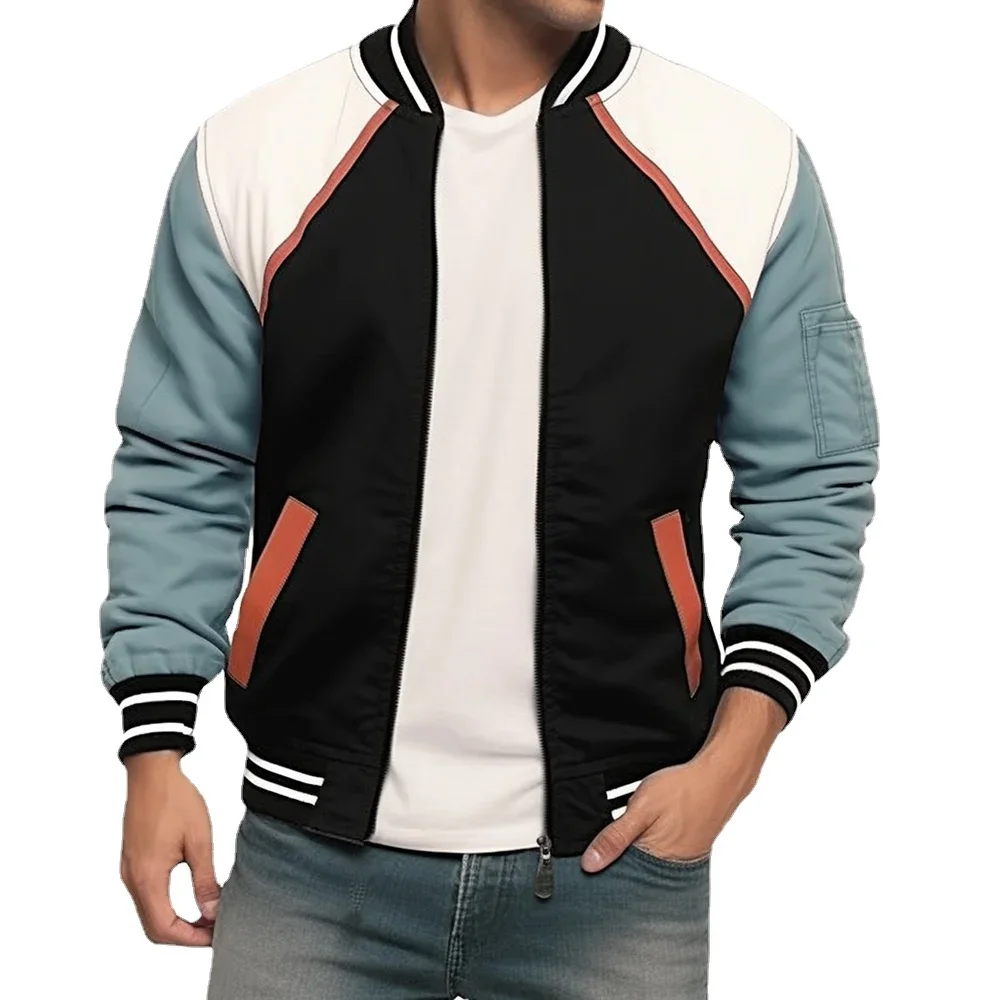 

Men's Vintage Cotton Splicing Color 1980s Bomber Jacket