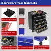 5-Drawer Steel Rolling Tool Box on Wheels Garage Workshop Organizer Storage Chest Black Anti-Rust High Capacity Portable with 4
