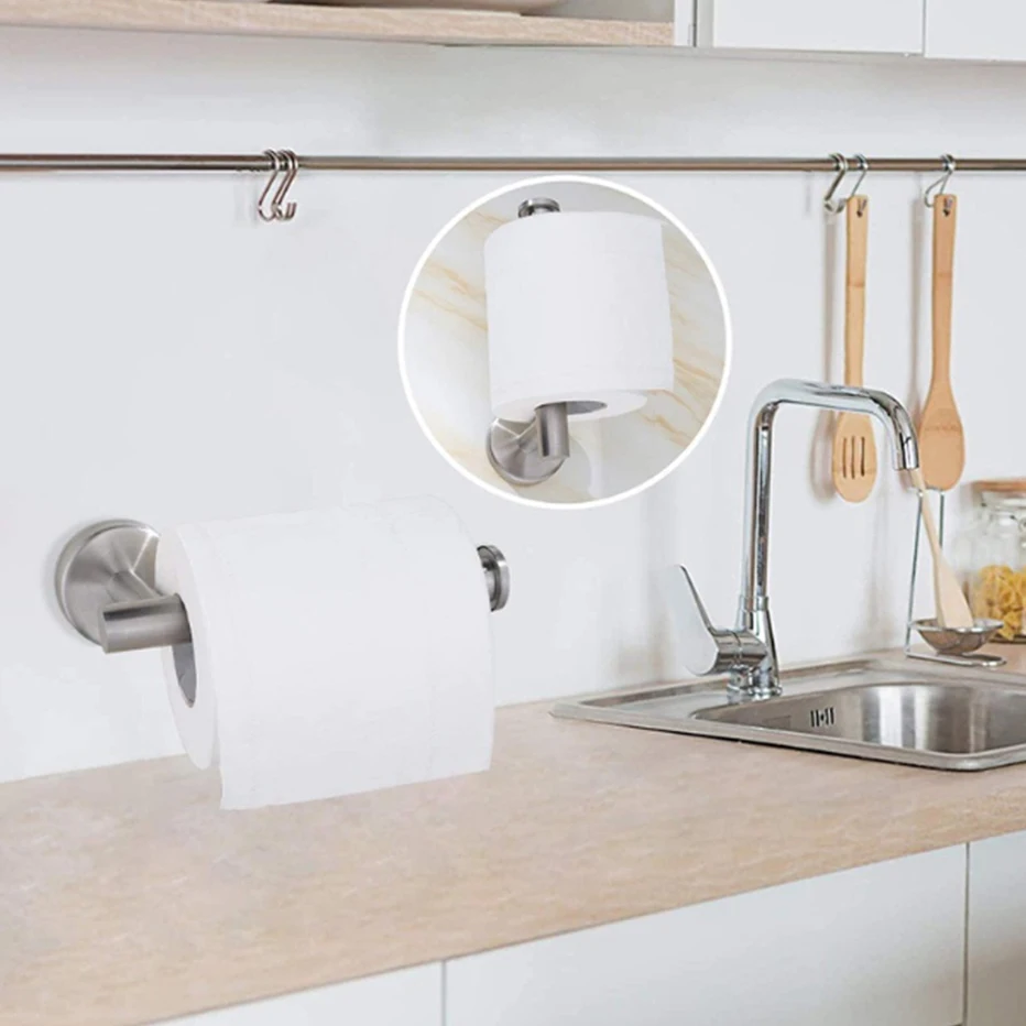 Stainless Steel Toilet Roll Paper Holder Self-Adhesive Bathroom Punch-Free Towel Rack Wall Mount Toilet Tissue Accessories paper towel holder toilet paper holder toilet paper rack toilet roll holder paper towel rack tissue holder