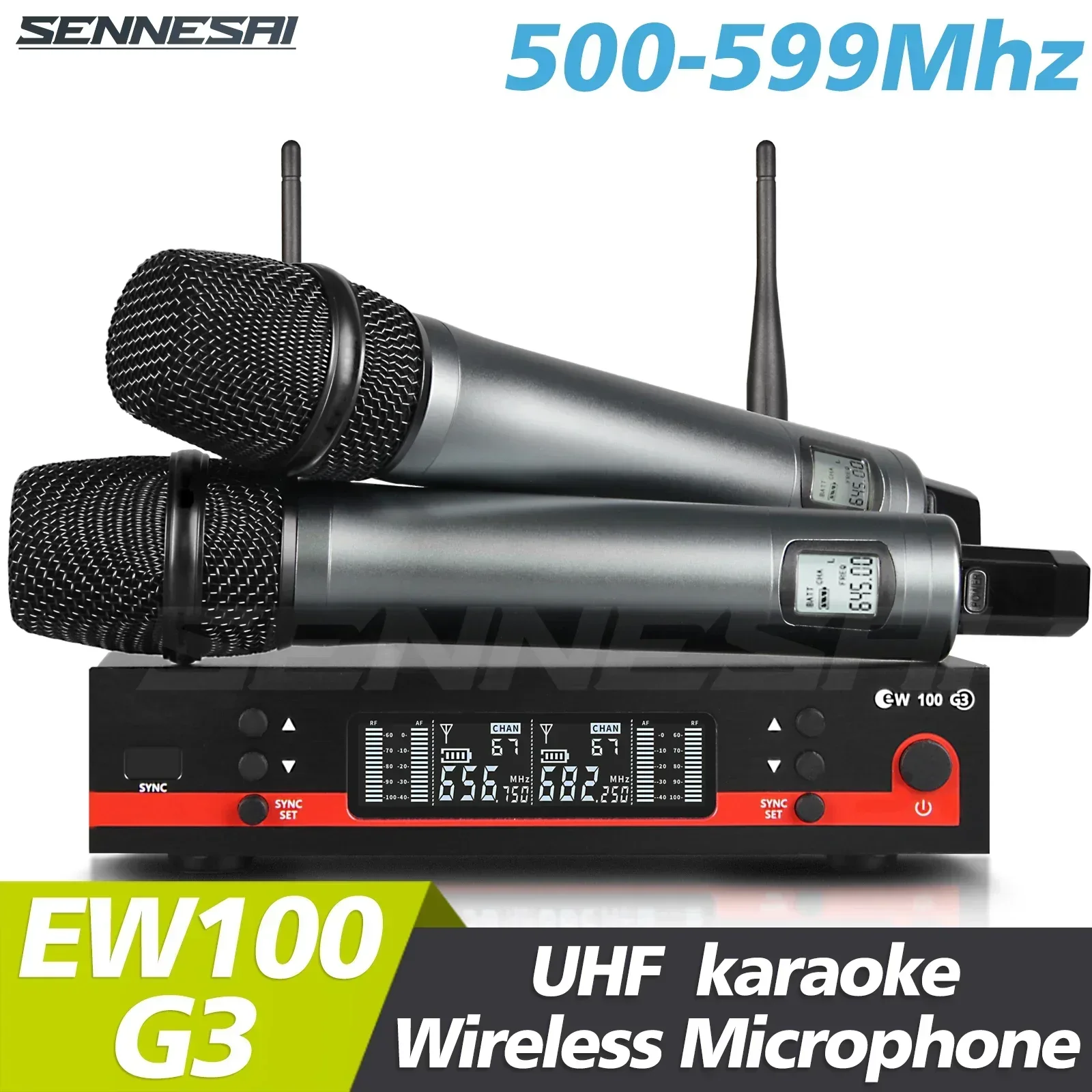 

Высшее качество! Профессиональный двойной беспроводной микрофон ew100G3, сценическая производительность, 2 канала, 500-599 МГц, УВЧ, караоке, металлический ручной 835