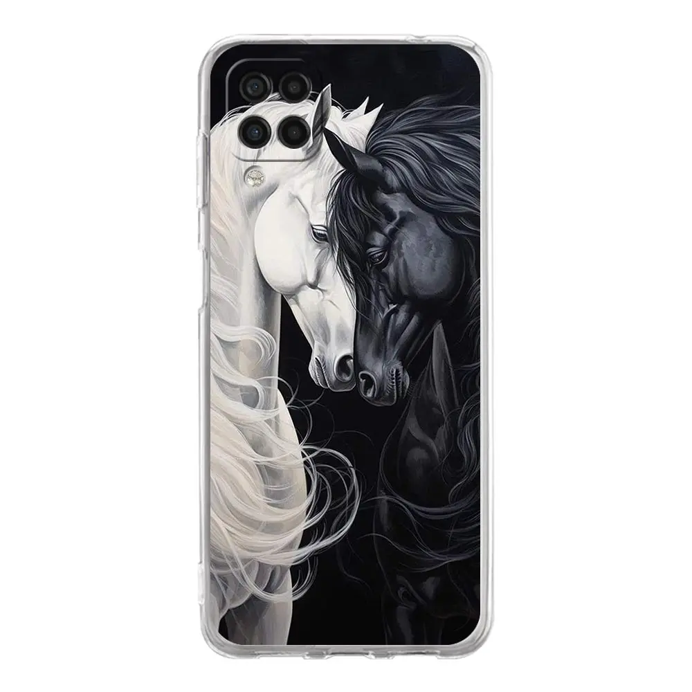 Black and White Galloping Horses Phone Case Cover