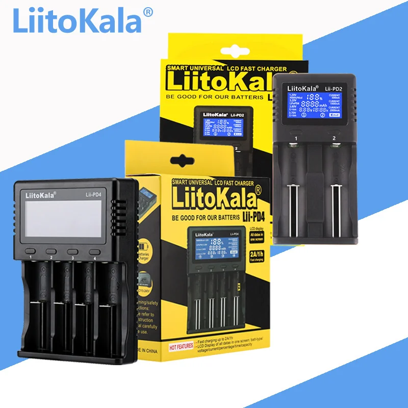 Battery Charger LiitoKala Lii-500 Lii-600 Lii-S8 Lii-S12 Lii-PD4 Lii-PD2 LCD 3.7V/1.2V 18650/26650/16340/14500/18500 Battery Charger with screen