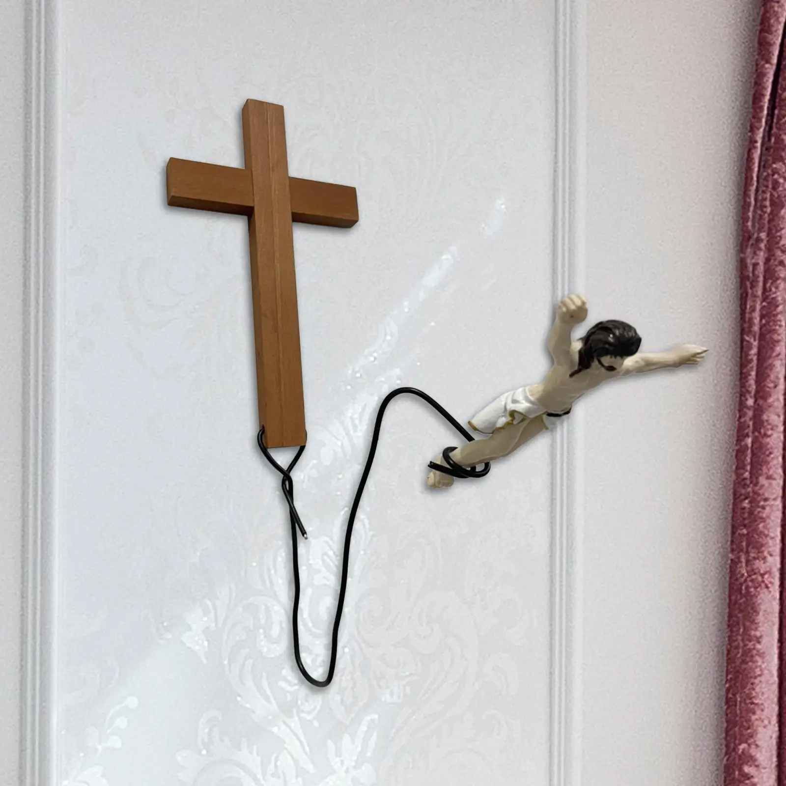 

Crucifix Wall Cross Catholic Crucifix Jesus Cross Religious Wood Decor for Living Room above Door Christmas
