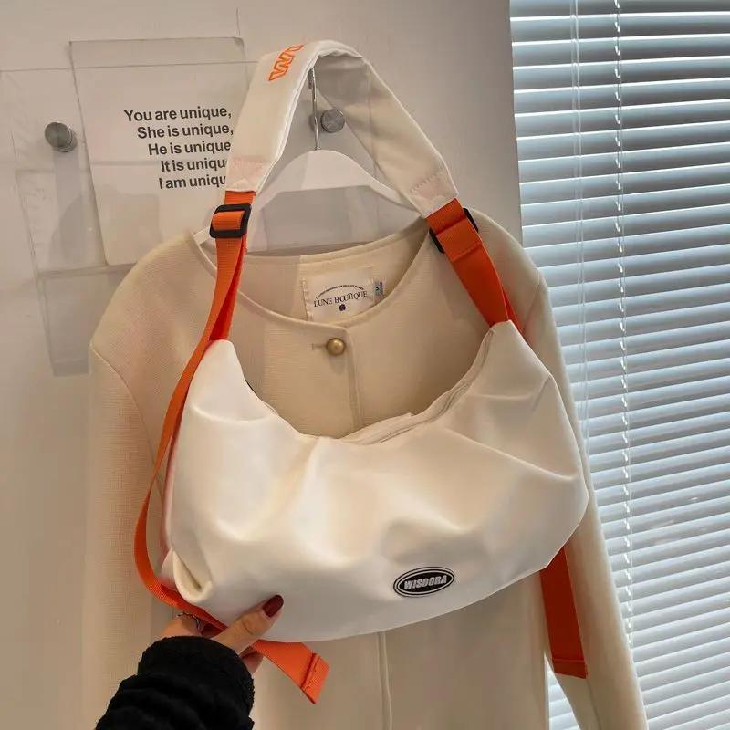 

Полотняная сумка Half Moon для женщин, повседневный тоут на плечо, Спортивная модная дамская сумочка для фитнеса, чемоданчик для студентов колледжа