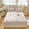 2025 New Bed Hat Print Cartoon Water Clouds Cotton Bedspread Student Mattress Cover Skin Friendly Full Wrap with Elastic Sheet 2