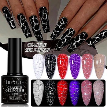 LILYCUTE 7ml Crackle Gel Smalto per unghie Quick Natural Air Dry Marmo Cracking Effect Copertura completa Manicure Nail Art Gel Smalto 1
