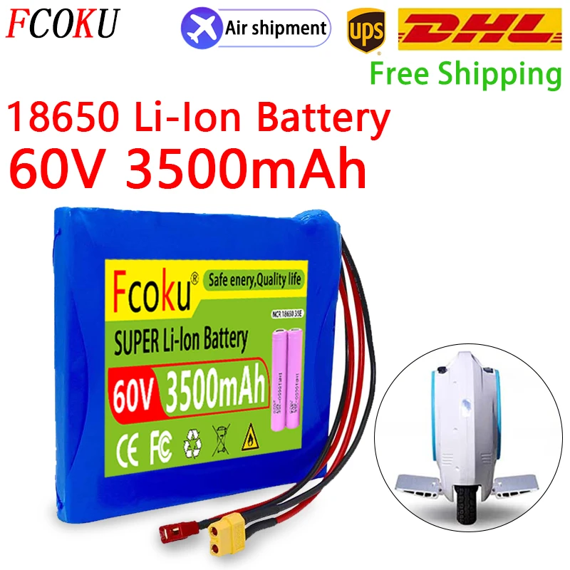 

18650 16S1P 60V 3500mAh Li-Ion Battery Pack 6000mAh with BMS Self-balancing Vehicle Electric Unicycle Replacement Battery