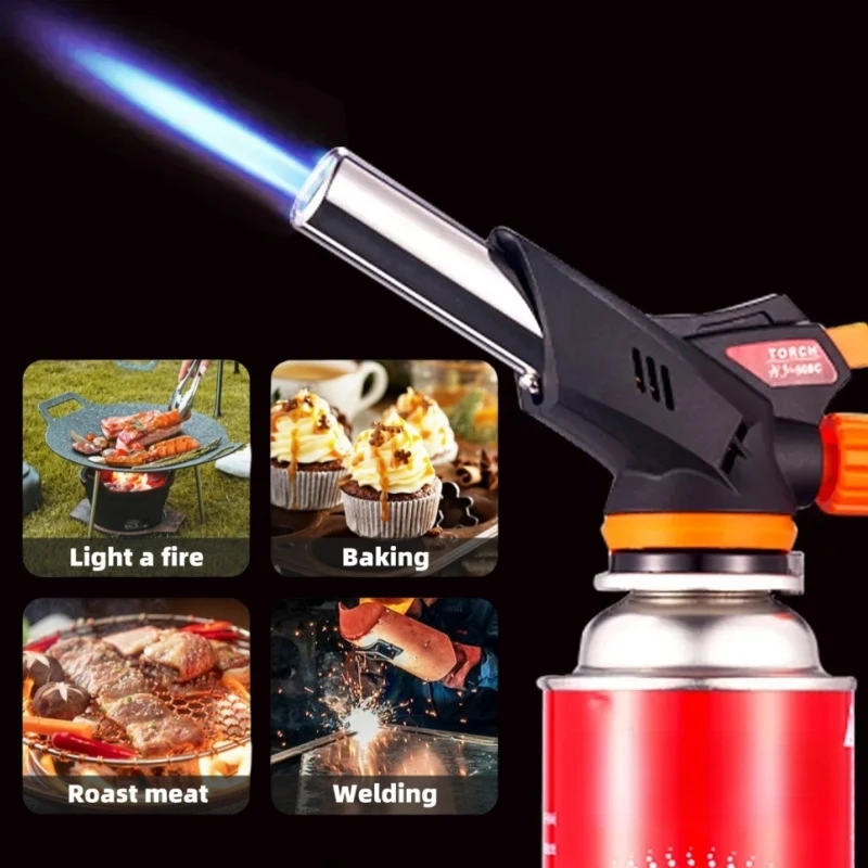 Cooking AutoIgnition Butane Gas Torch Welding-Burner Welding Gas Burner Flame Torch Flame Gun Blow for BBQ Camping
