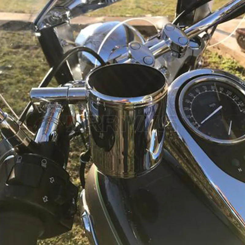 Guidon de montage de porte-gobelet réglable en aluminium chromé pour moto  Harley RL, porte-bouteille universel, 7/8 , 1, 1/4 clics