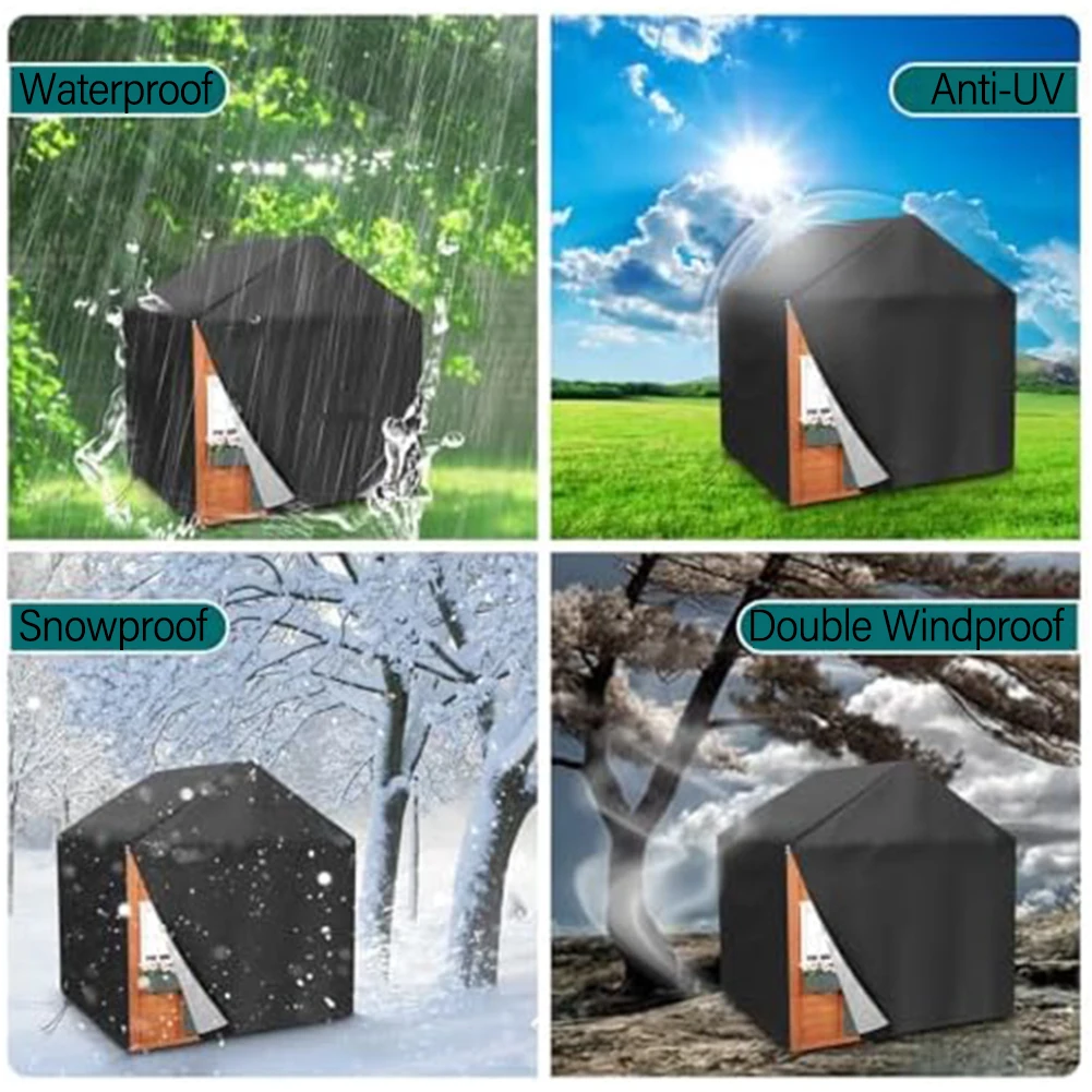 Patio Furniture Cover 210D Outdoor Game House Cover Windproof Waterproof Sunscreen Protective Cover Garden Courtyard Wooden House