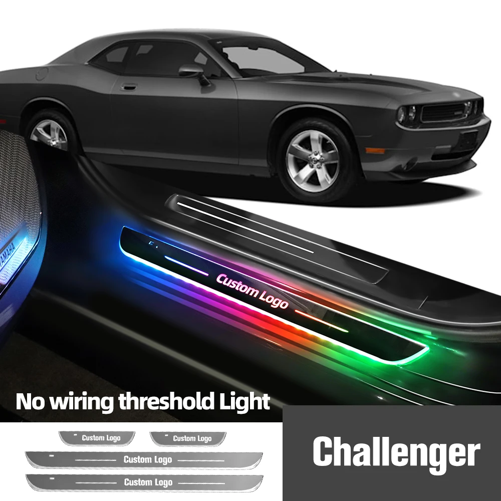 

For Dodge Challenger 2007-2023 2016 2018 2020 Car Door Sill Light Customized Logo LED Welcome Threshold Pedal Lamp Accessories