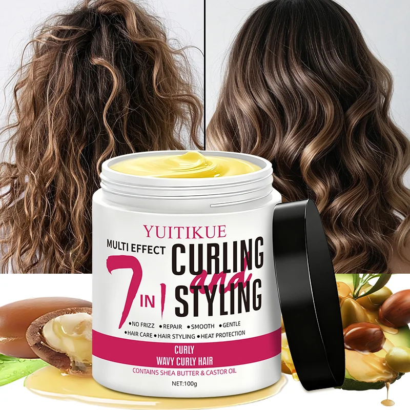 YUITIKUE 7-in-1 Curl Hair Mask, All-in-One Hair Care and Styling, Heat Damage Protection, Contains Shea Butter and Castor Oil