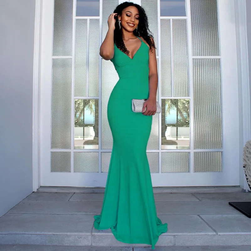 Sexy Maxi Party Dresses For Women 22 V Neck Spaghetti Strap Cut Out Mermaid Dress Summer Elegant Long Formal Dress Black Dresses Aliexpress