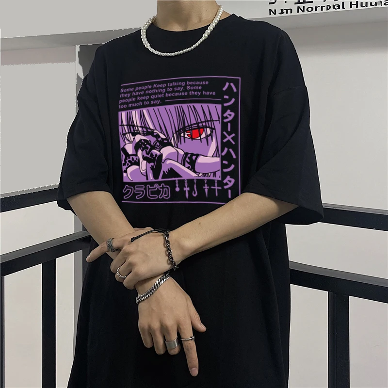 90s Japanese Anime Hunter X T-shirt Graphic Tees women Harajuku Kawaii Killua Tshirt Funny Hisoka tshirt Tops Unisex Male |