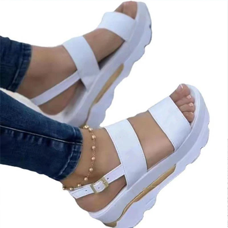 Women Spring Summer Sandals Peep Toe Retro Lightweight Platform Solid Color Footwear women sandals