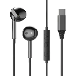 HiFi Surround Sound Wired Earphones with Mic & Volume Control, Type C & 3.5mm Options (Black Type C)