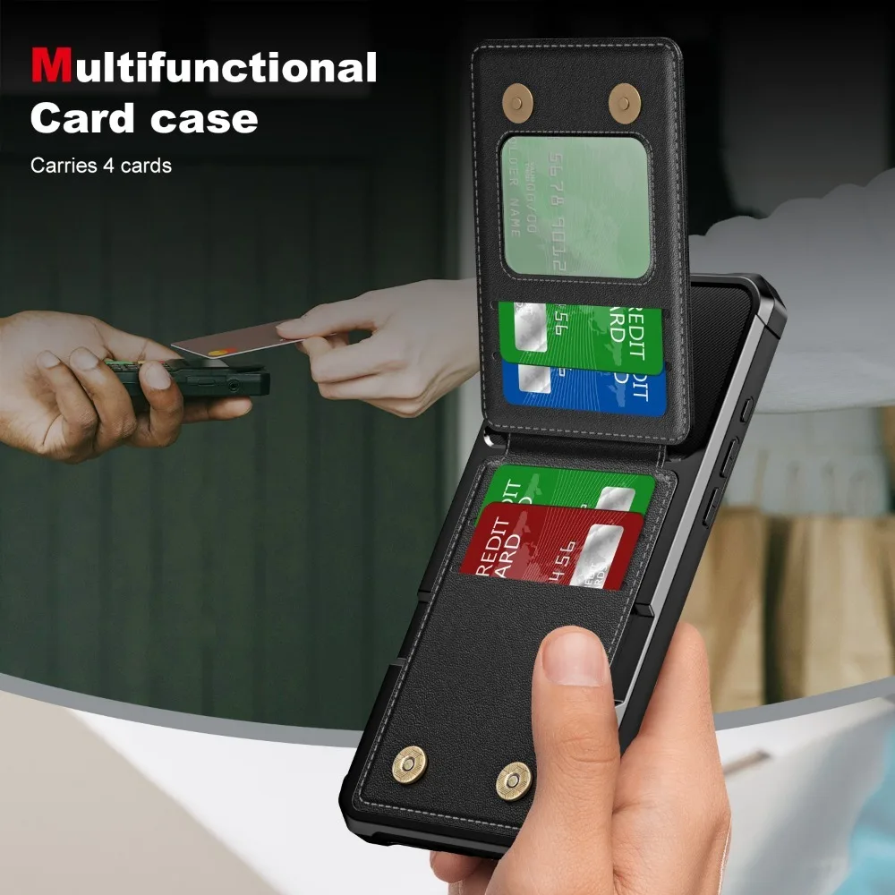 Flip Wallet Card Slot Holder Phone Case Pocket Stand Bracket Soft TPU & PU Leather Back Cover for IPhone 16 Pro Max 16 Plus